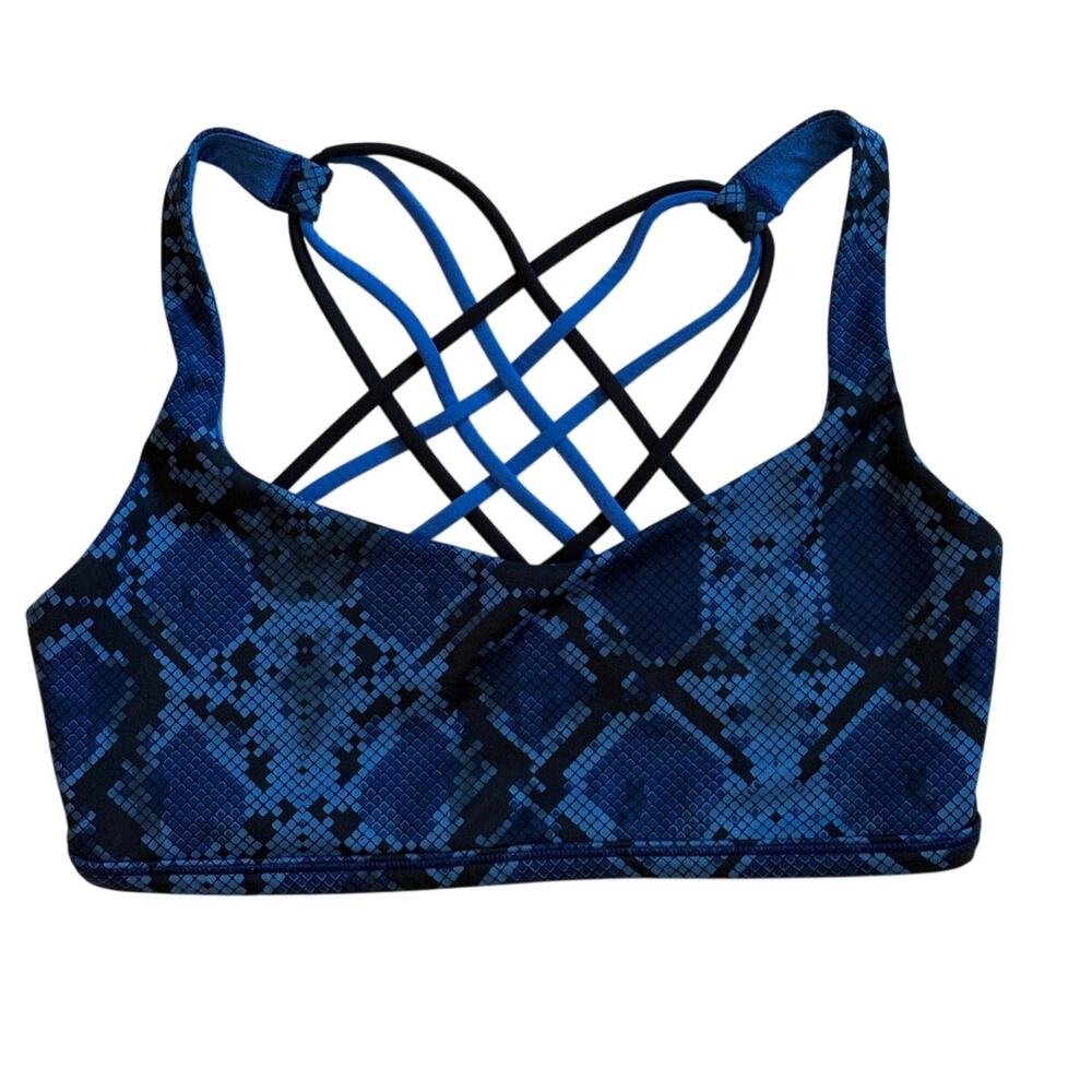 Lululemon Bra Free To Be Wild Womens 6 Sz Blue Mini Ziggy Snake Skin A/B NO Pads